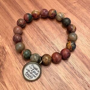 Proverbs 3:5 Picasso Jasper Stretch Bracelet | Fits Up to 7” Wrists